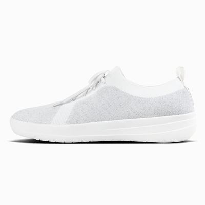 Fitflop Women's F-SPORTY Metallic Weave Sneakers - Grey White, FJ2673951